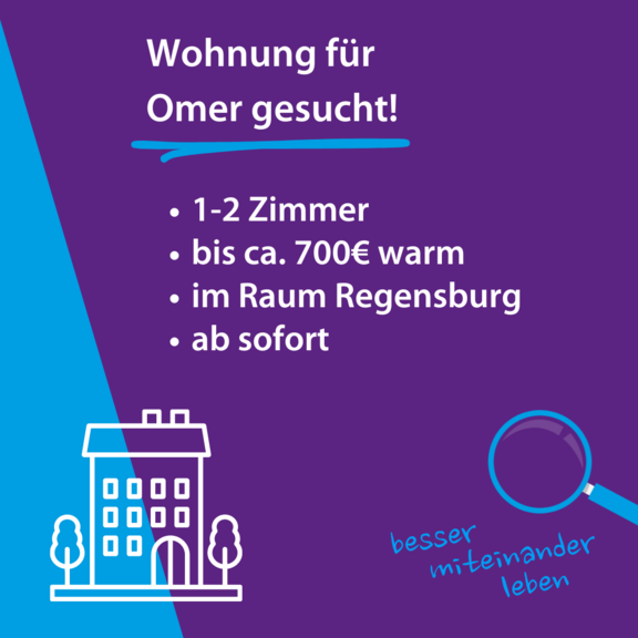 Das Bild zeigt eine Social Media-Anzeige für eine Wohnungssuche.