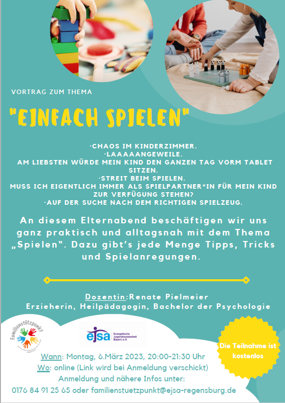 Das Bild zeigt einen Flyer mit Informationen zum Online-Elternabend 