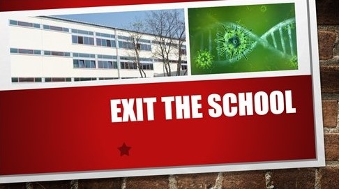 Das Titelbild des Exitgames zeigt eine Ansicht des Schulgebäudes.  
